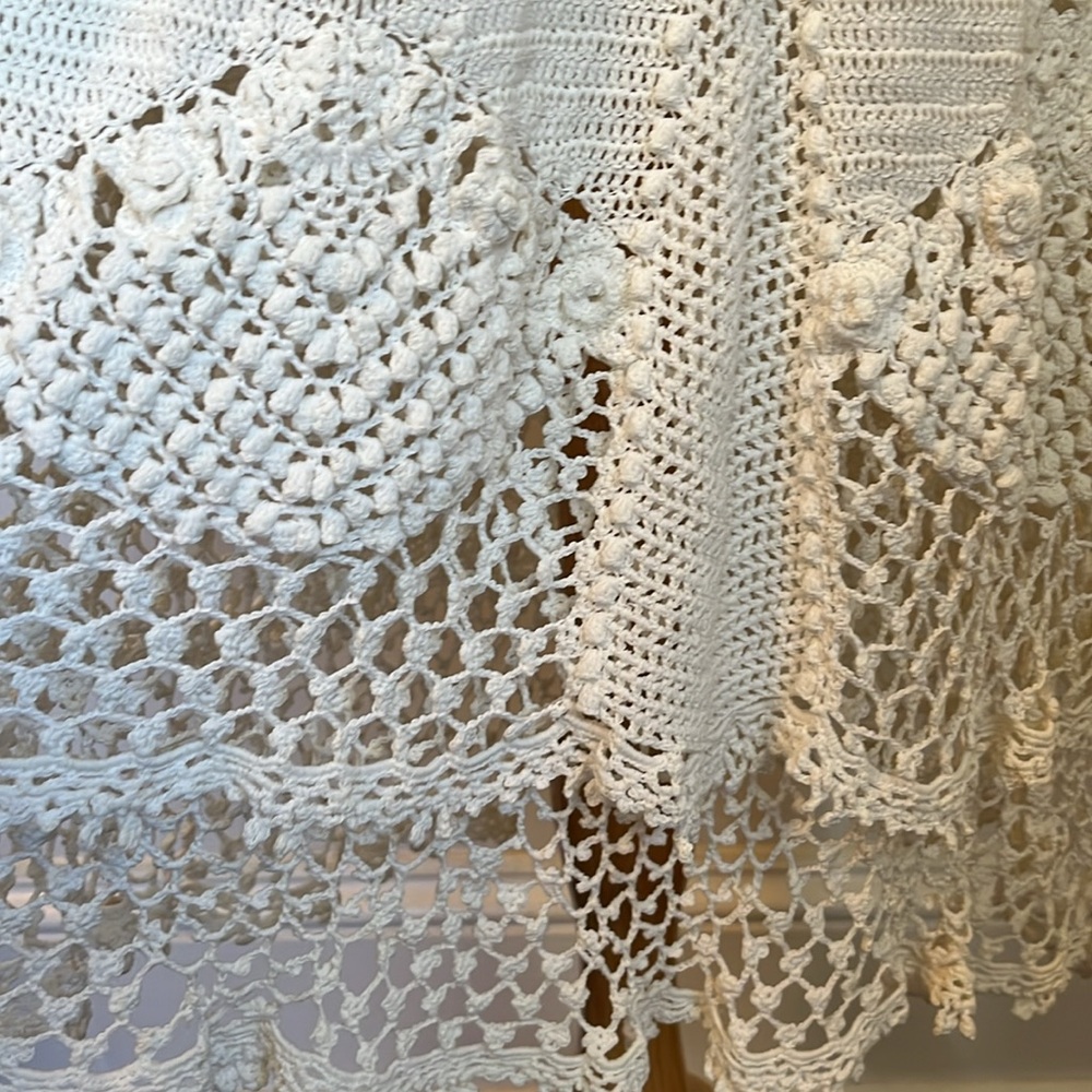 Polo Ralph Lauren Ivory Hand crafted Crochet Romantic Dress ruffle hem Size XL - Picture 9 of 17